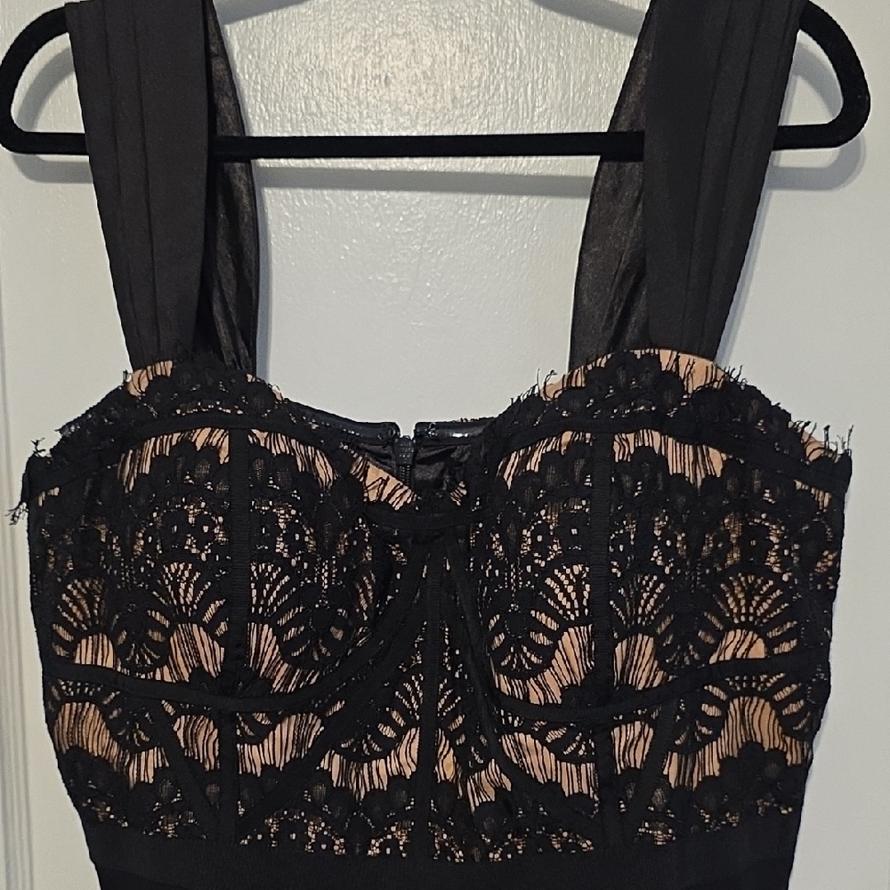 City Chic Black and Tan Lace Mini Dress - Picture 2 of 7